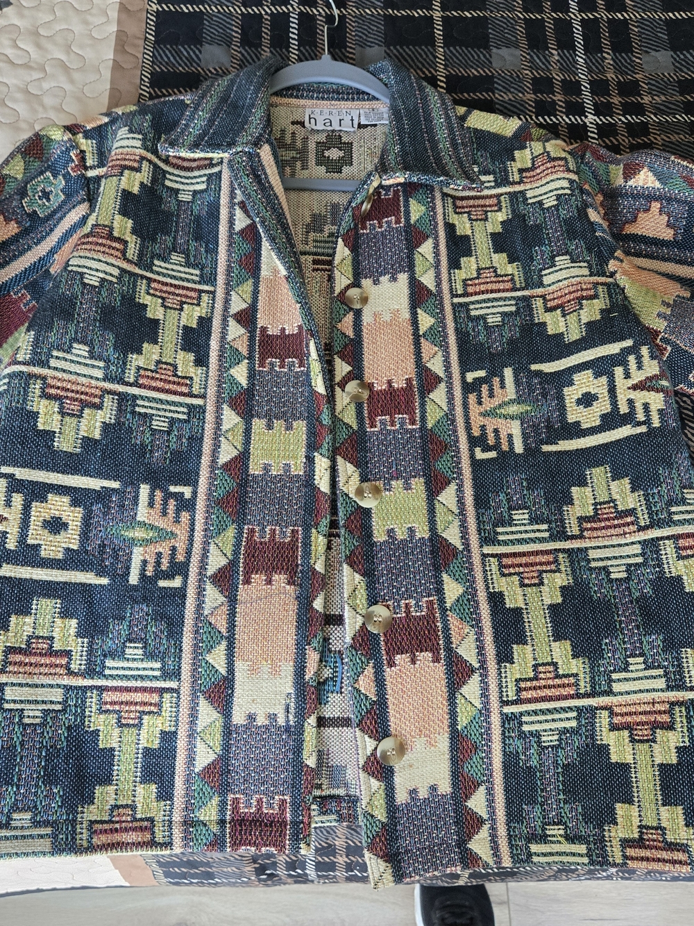 Karen Kane Multicolor Aztec Jacquard Button Front Jacket